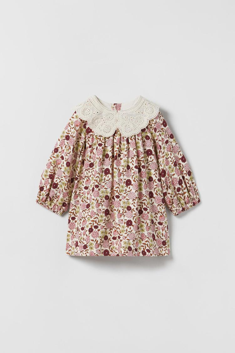 ZARA TODDLER factory GIRL CONTRASTING BIB COLLAR DRESS